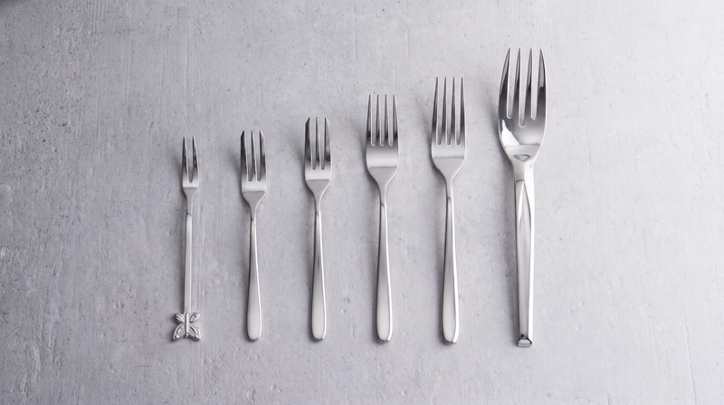 Alle vorken op een rij voor ontbijt, lunch of dineren