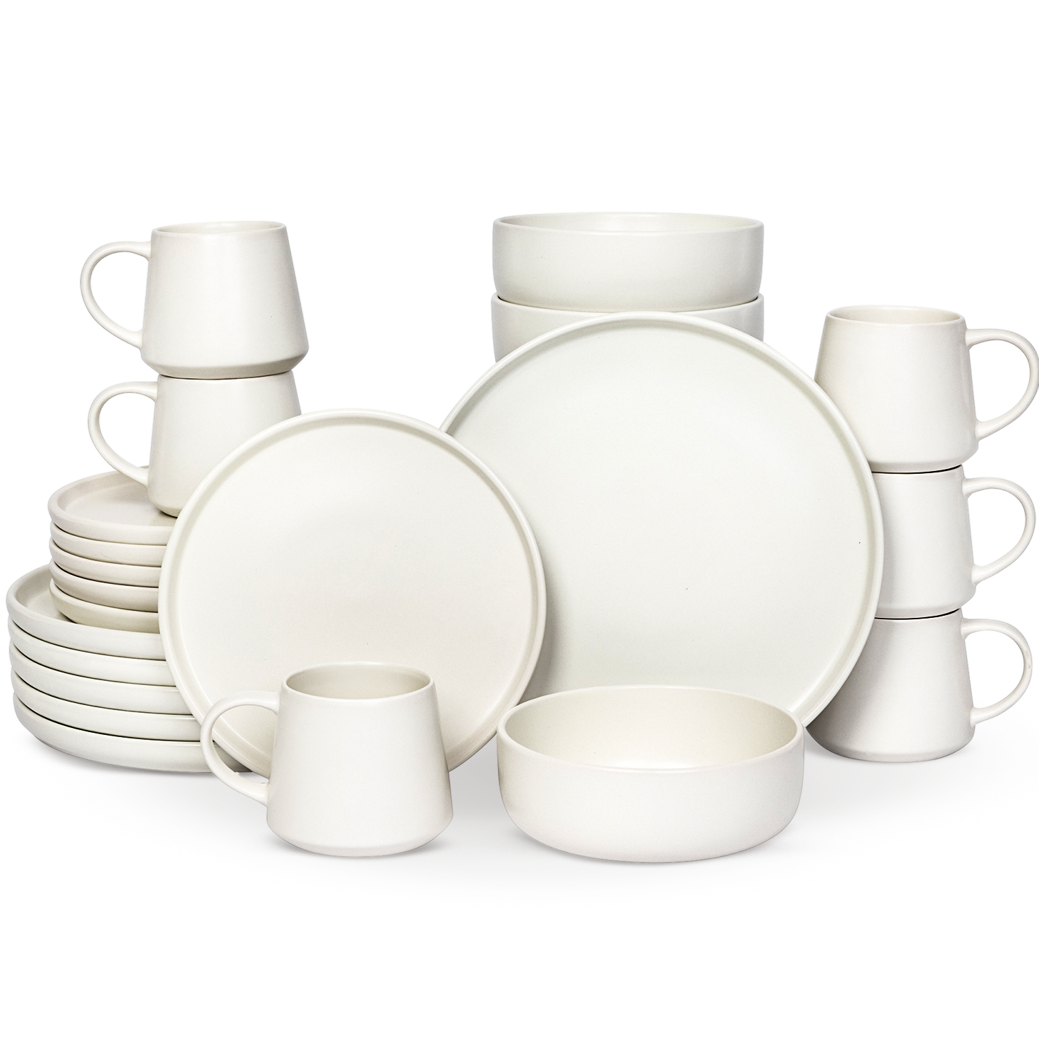 Serviesset Kyoto - 6 Personen / Mat Cremé Wit