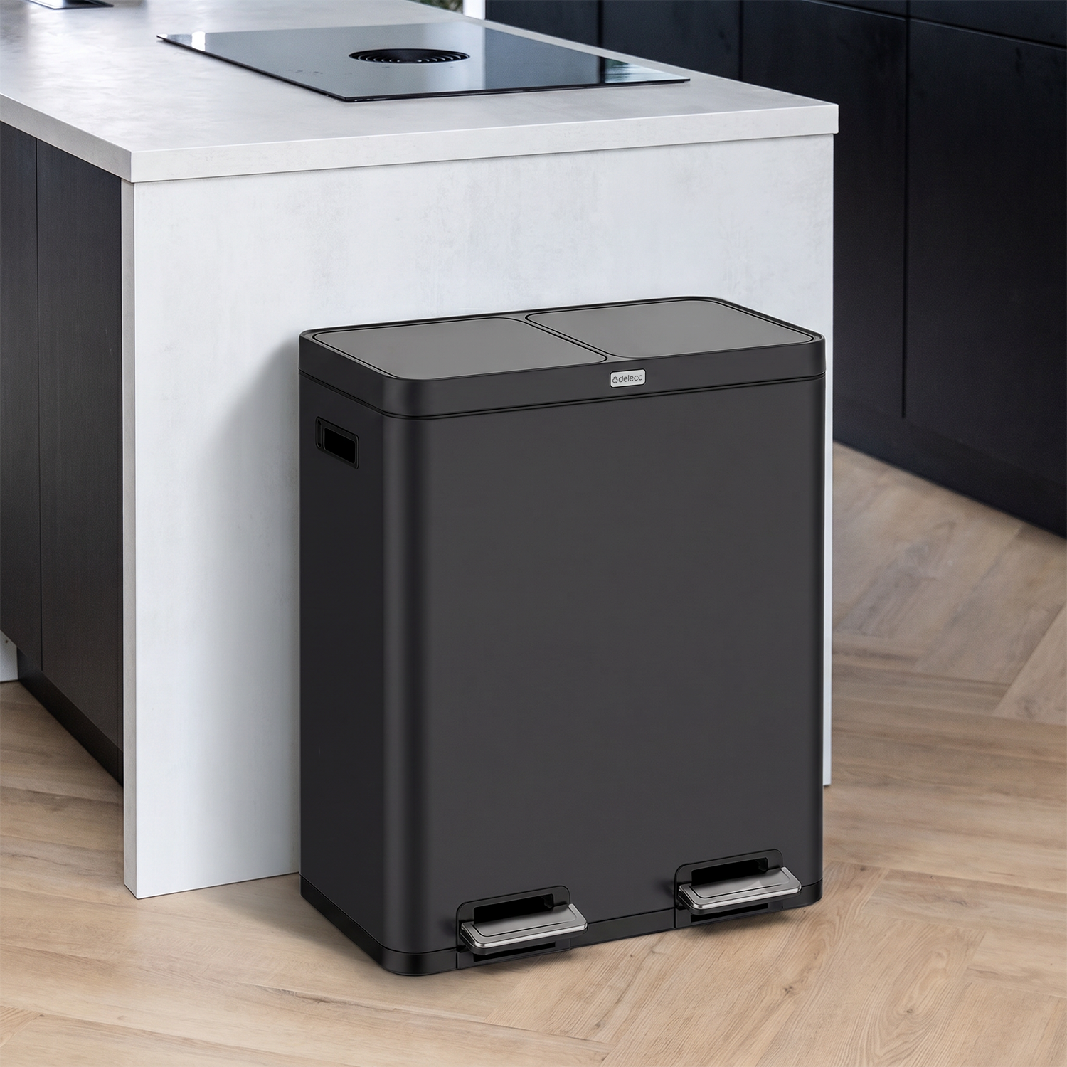 FreshAura Prullenbak 60L (2x30L) - Mat Zwart