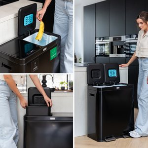 FreshAura Prullenbak 60L (2x30L) - Zwart