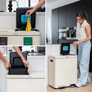 FreshAura Prullenbak 60L (2x30L) - Crème Wit