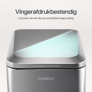 Deleca Prullenbak Prestige - 50 Liter - Smal - RVS Vuilnisbak / Afvalemmer / Pedaalemmer - Met Voetpedaal en Slow Close - Mat Zilver