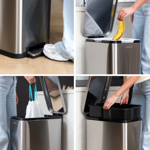 Deleca Prullenbak Prestige - 50 Liter - Smal - RVS Vuilnisbak / Afvalemmer / Pedaalemmer - Met Voetpedaal en Slow Close - Mat Zilver