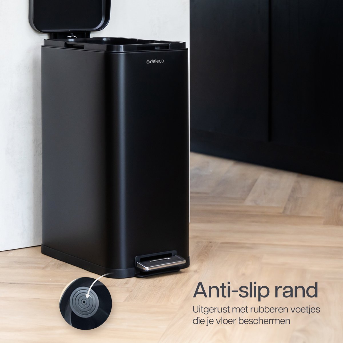 Prullenbak Prestige Smal - 50L / Mat Zwart