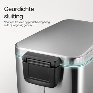 Deleca Prullenbak Prestige - 50 Liter - Smal - RVS Vuilnisbak / Afvalemmer / Pedaalemmer - Met Voetpedaal en Slow Close - Mat Zilver