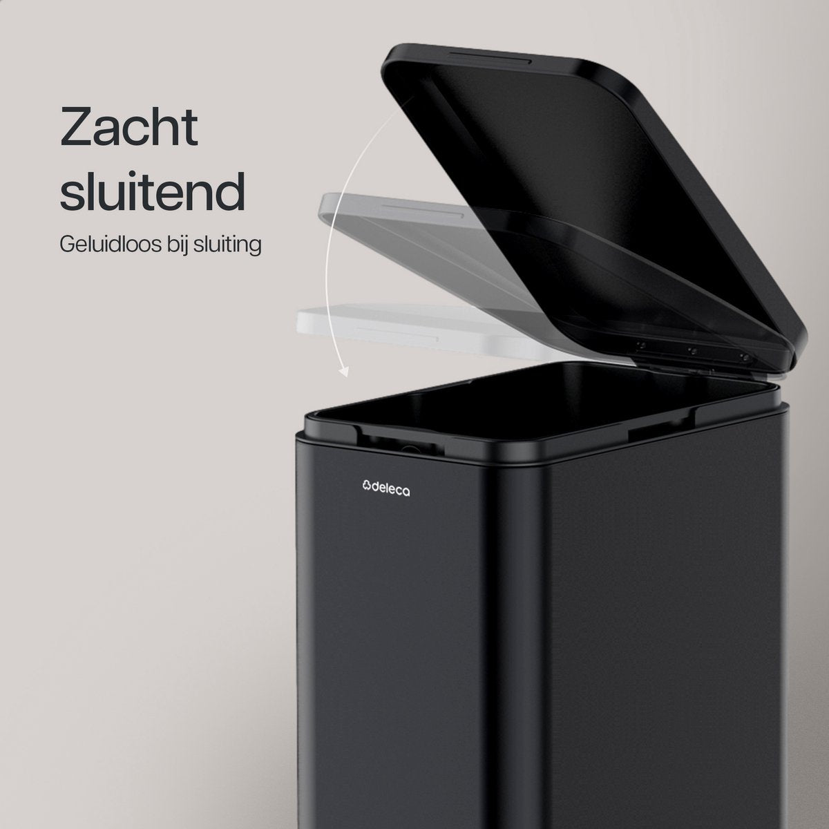 Prullenbak Prestige Smal - 50L / Mat Zwart