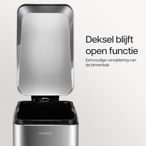 Deleca Prullenbak Prestige - 50 Liter - Smal - RVS Vuilnisbak / Afvalemmer / Pedaalemmer - Met Voetpedaal en Slow Close - Mat Zilver