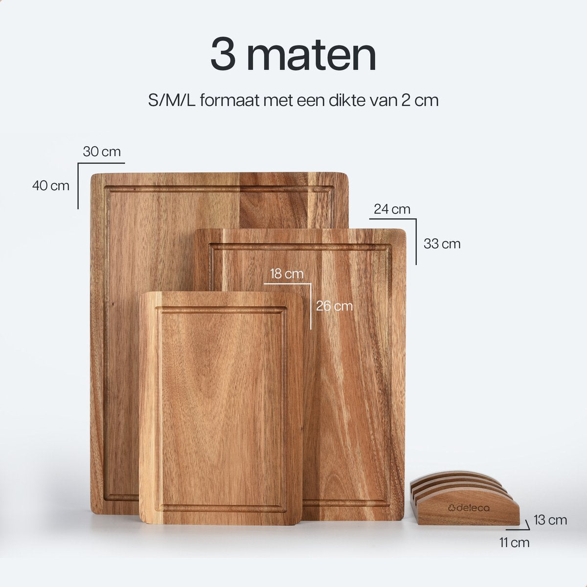 Acacia Snijplankenset met Houder