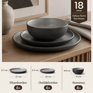 Serviesset Serra - 6 Personen / Zwart
