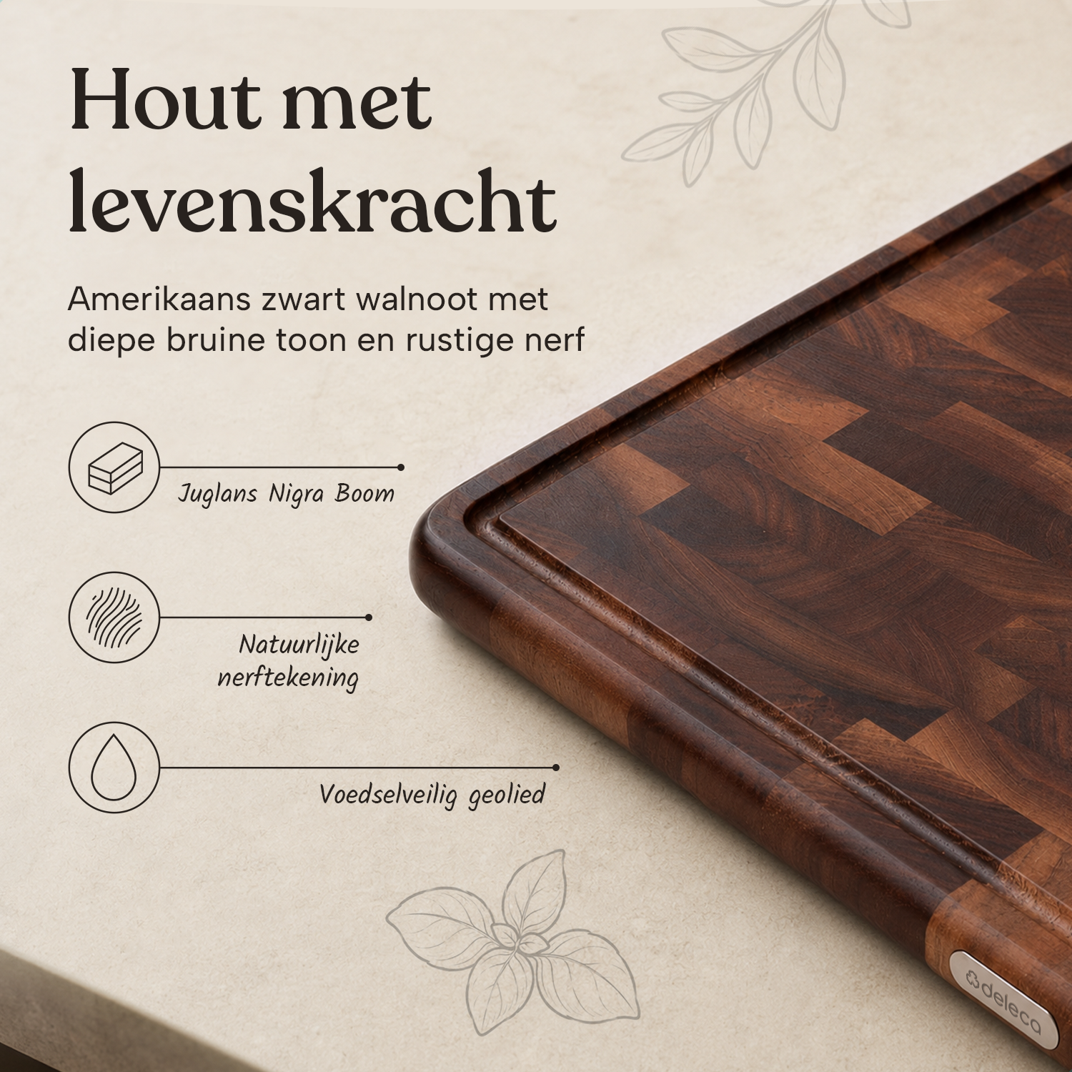 Signature Walnoot Kopshouten Snijplank -  43x33x3 cm