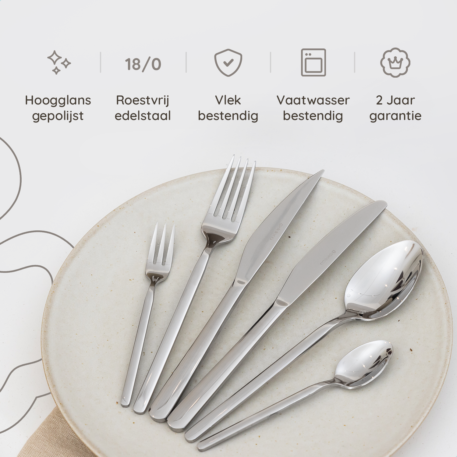 Bestekset Amor - 6 Personen / Zilver 18.0 Edelstaal