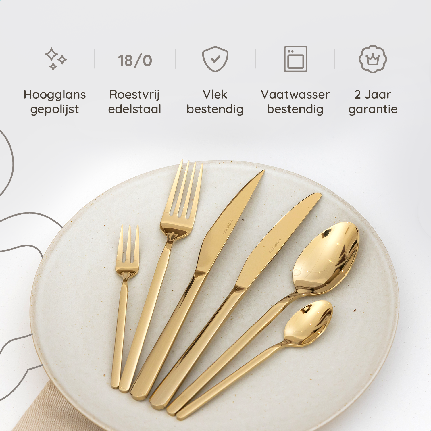 Bestekset Amor - 6 Personen / Goud 18.0 Edelstaal