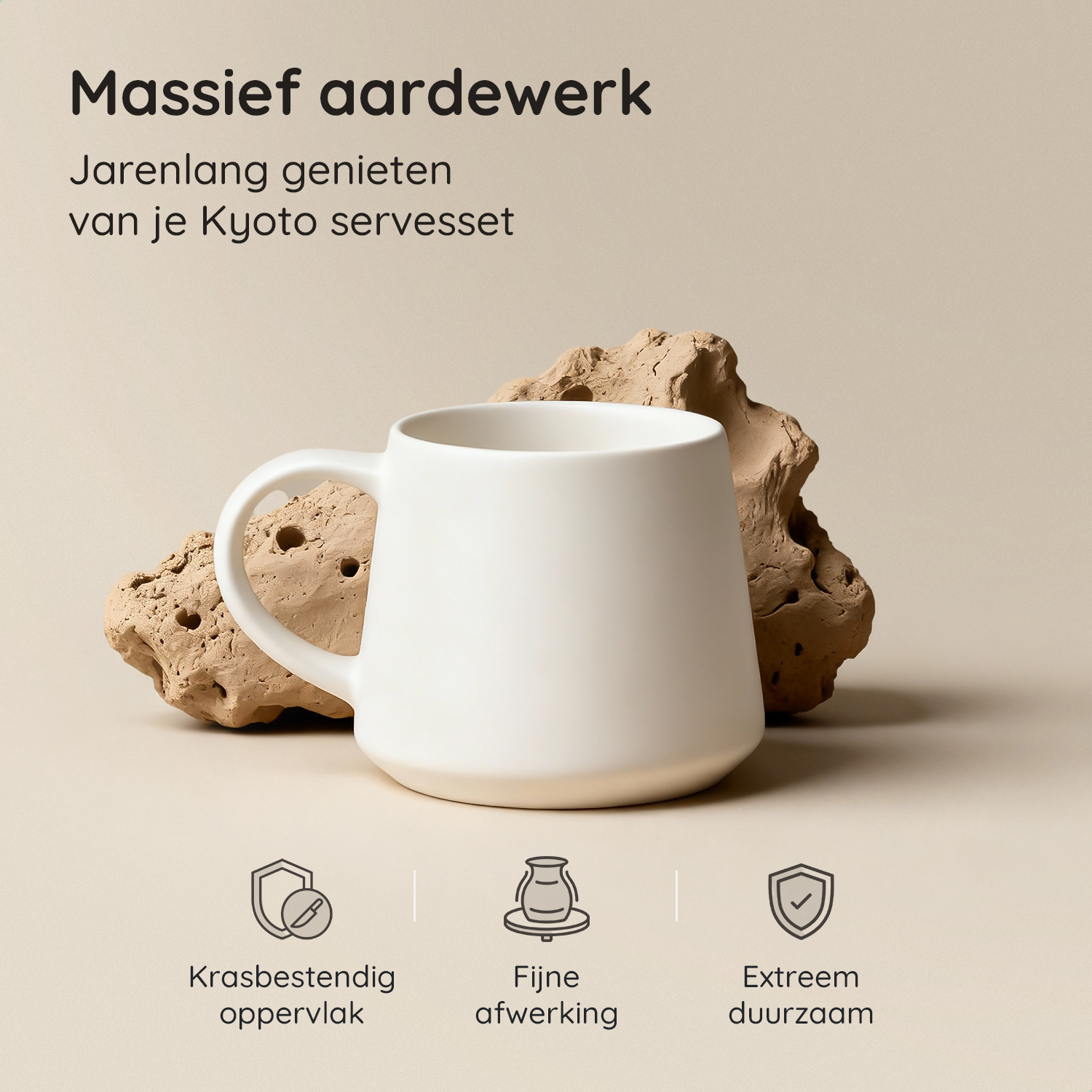 Serviesset Kyoto - 6 Personen / Mat Cremé Wit