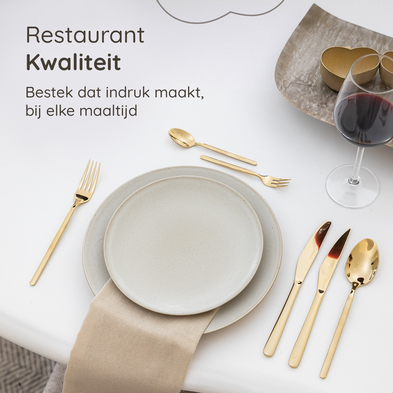Bestekset Amor - 6 Personen / Goud 18.0 Edelstaal