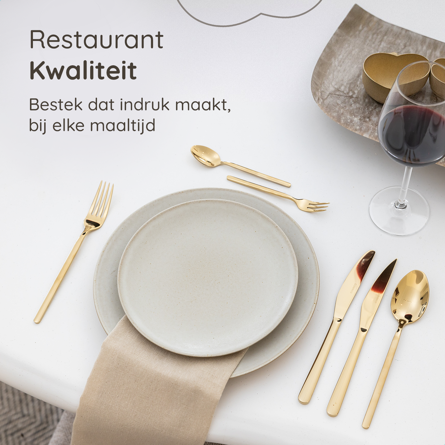 Bestekset Amor - 6 Personen / Goud 18.0 Edelstaal