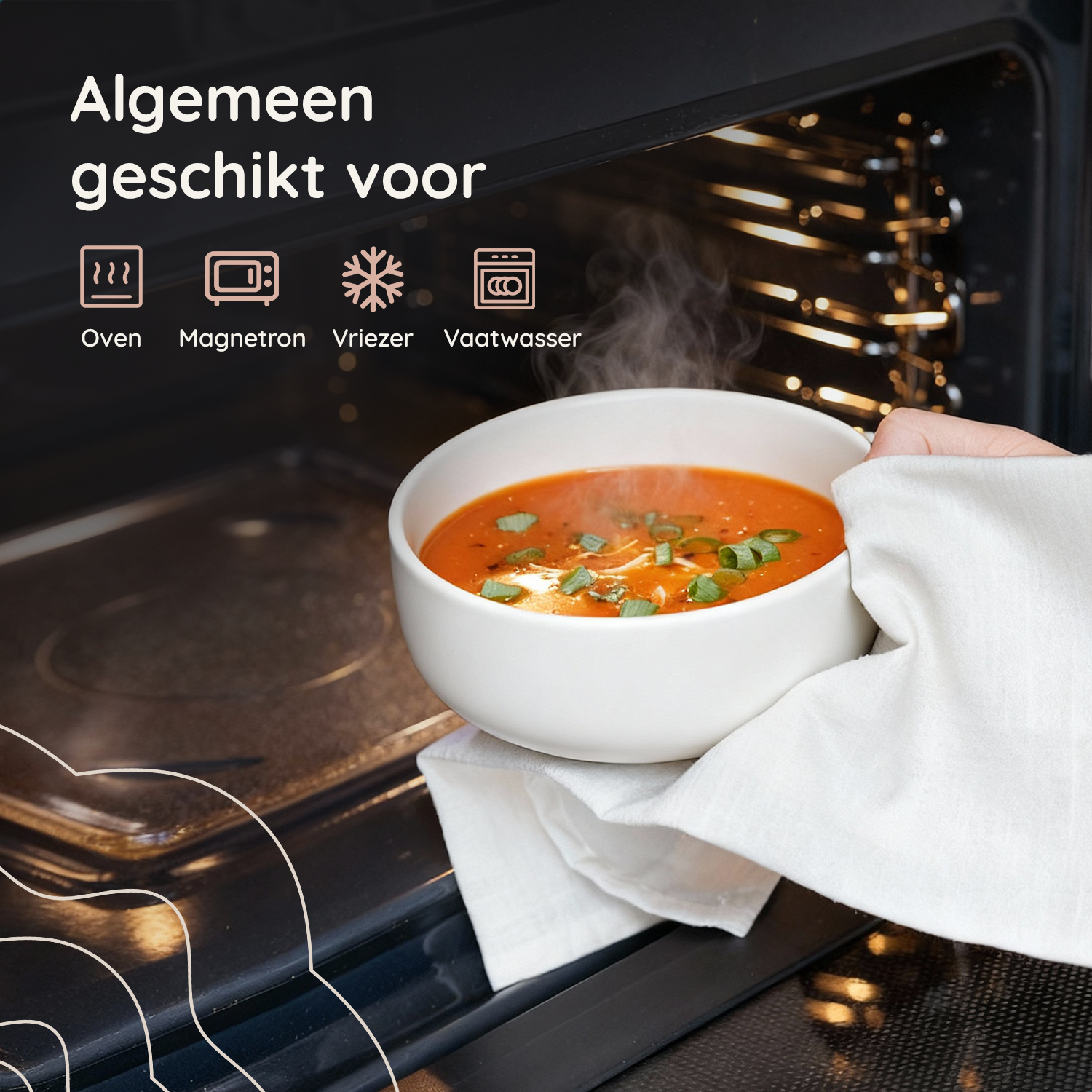 Serviesset Kyoto - 6 Personen / Mat Cremé Wit