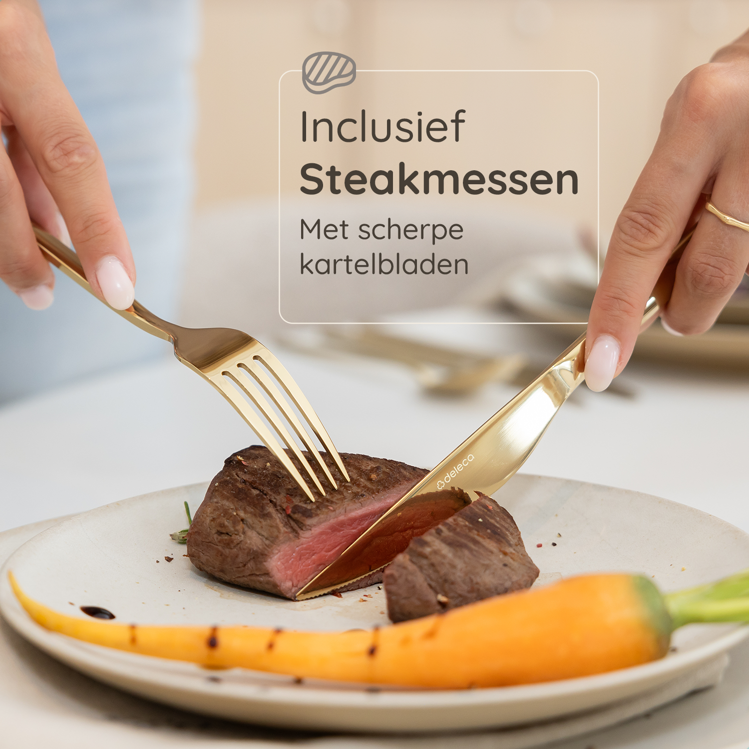 Bestekset Amor - 6 Personen / Goud 18.0 Edelstaal