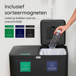 FreshAura Prullenbak 60L (2x30L) - Mat Zwart