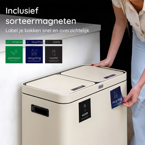 FreshAura Prullenbak 60L (2x30L) - Mat Soft Beige