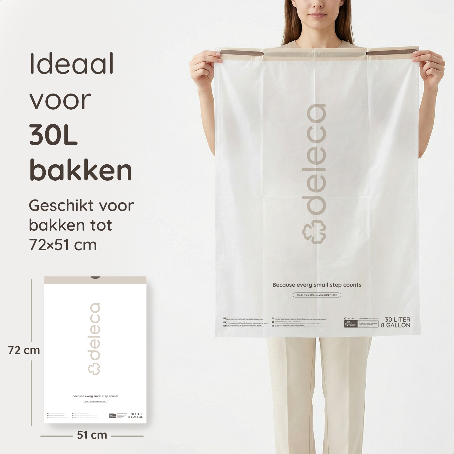 50x Vuilniszakken 30L - 51x72 cm / GRS Gerecycled