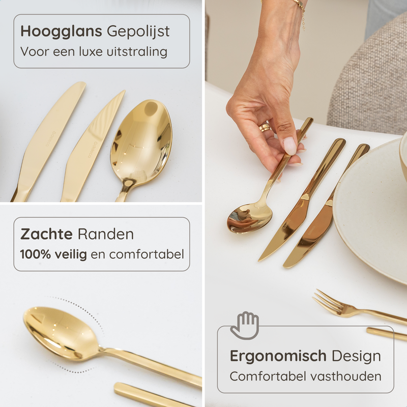 Bestekset Amor - 6 Personen / Goud 18.0 Edelstaal