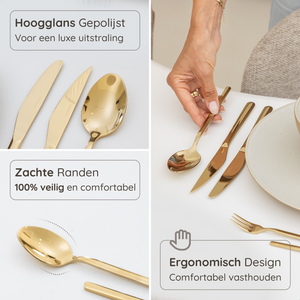 Bestekset Amor - 6 Personen / Goud 18.0 Edelstaal