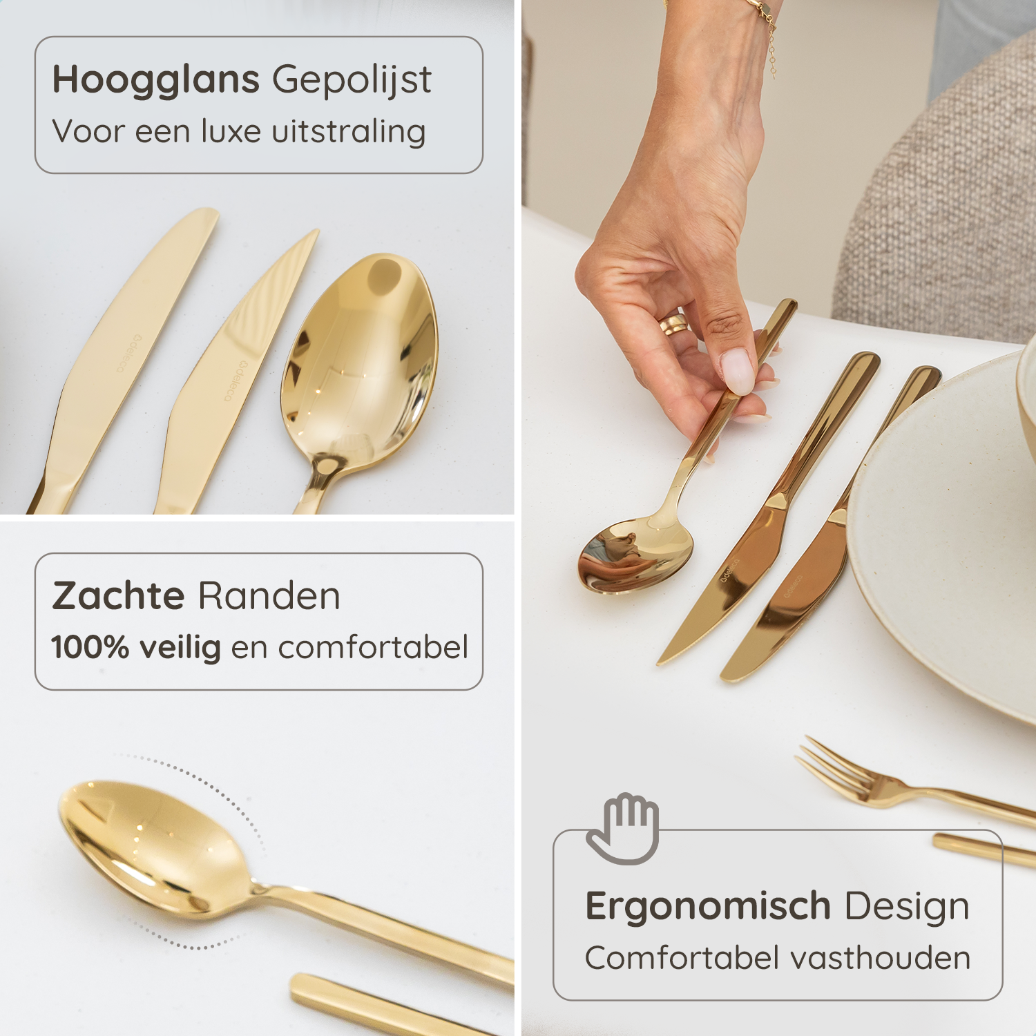 Bestekset Amor - 6 Personen / Goud 18.0 Edelstaal