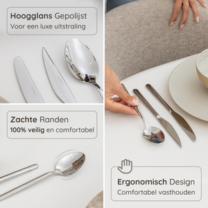 Bestekset Amor - 6 Personen / Zilver 18.0 Edelstaal