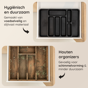 Uitschuifbaar Bestekbak met 8 Vakken - Zwart
