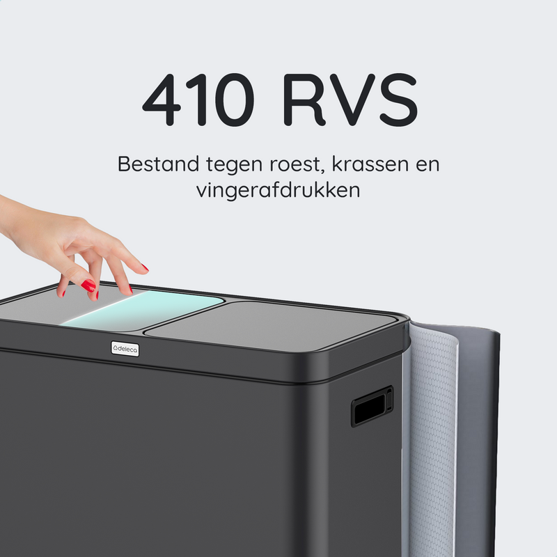 FreshAura Prullenbak 60L (2x30L) - Mat Zwart