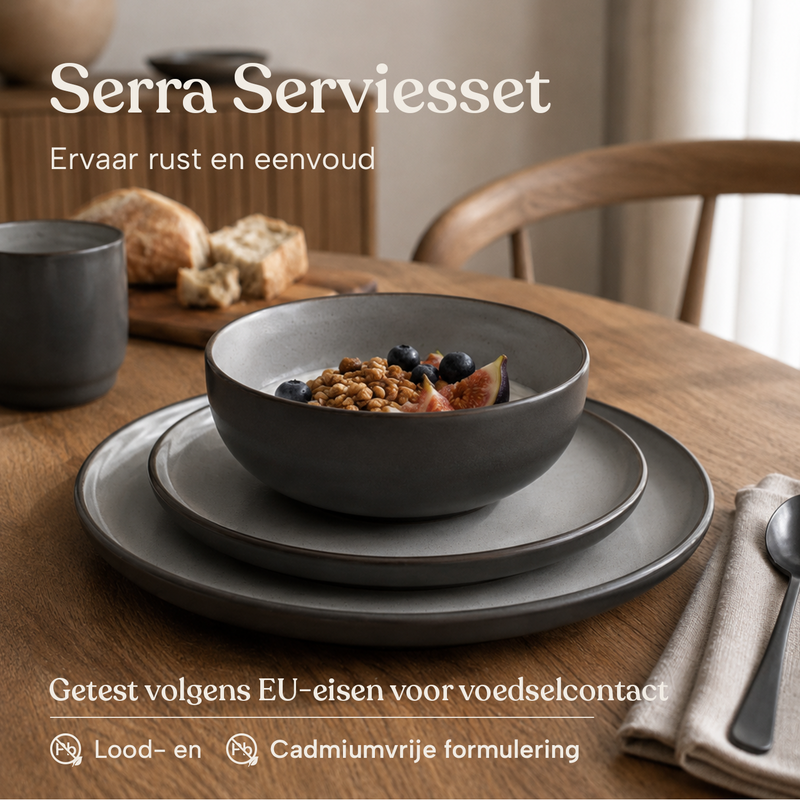 Serviesset Serra - 6 Personen / Zwart