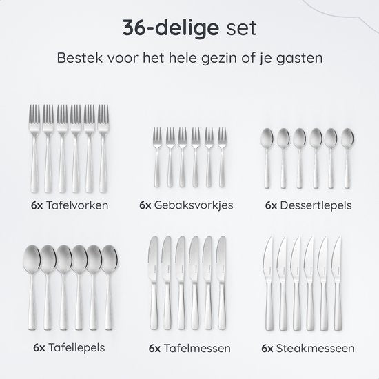Bestekset Essential - 6 Personen / RVS Zilver