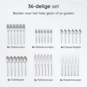 Bestekset Essential - 6 Personen / RVS Zilver