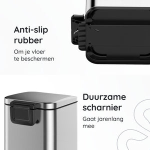 Deleca Prullenbak Prestige 30 Liter - Met Voetpedaal en Slow Close - Vuilnisbak / Afvalemmer / Pedaalemmer - RVS Mat Zilver