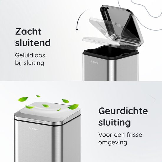 Deleca Prullenbak Prestige 30 Liter - Met Voetpedaal en Slow Close - Vuilnisbak / Afvalemmer / Pedaalemmer - RVS Mat Zilver
