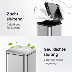 Deleca Prullenbak Prestige 30 Liter - Met Voetpedaal en Slow Close - Vuilnisbak / Afvalemmer / Pedaalemmer - RVS Mat Zilver