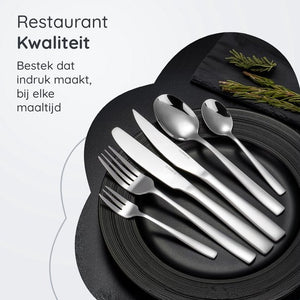 Deleca 12 Persoons Bestekset Essential (72-delig) - Lepels, Messen, Vorken, Steakmessen & Gebaksvorkjes - Vaatwasserbestendig Bestek - Glanzend Zilver / Edelstaal