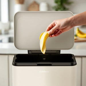 Deleca Prullenbak Prestige - 50 Liter - Breed - RVS Vuilnisbak / Afvalemmer / Pedaalemmer - Met Voetpedaal en Slow Close - Crème wit