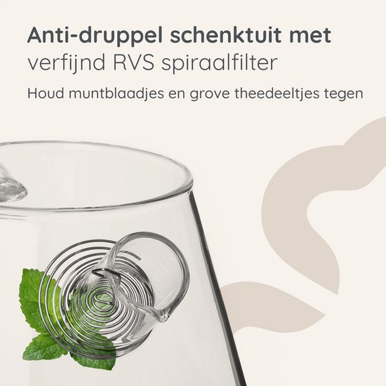 Deleca Glazen Theepot Set Clarity - Met RVS Filter en Theelicht Warmhouder - Voor Losse Thee / Theebloemen - Kerst Cadeau - Borosilicaat Glas / 1.5L