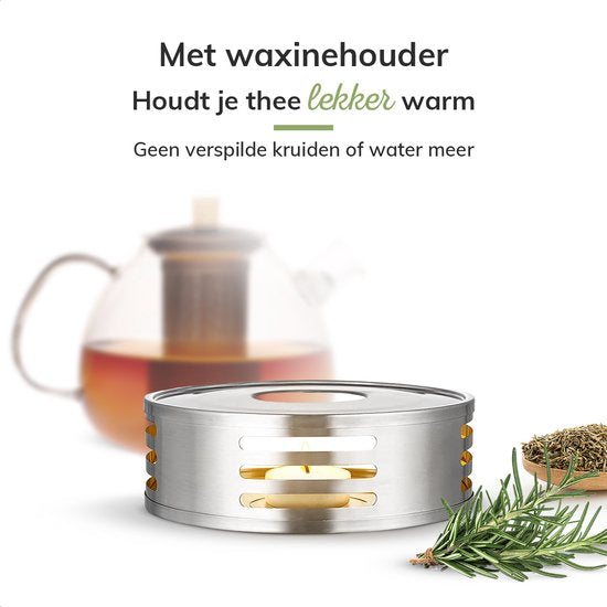 Borosilicaat Glazen Theepot met Filter - 1.5L