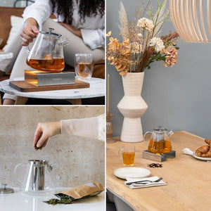 Deleca Glazen Theepot Set Clarity - Met RVS Filter en Theelicht Warmhouder - Voor Losse Thee / Theebloemen - Kerst Cadeau - Borosilicaat Glas / 1.5L