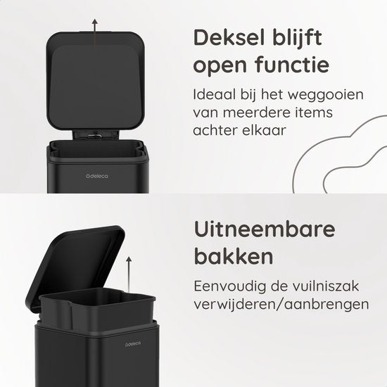 Prullenbak Prestige 30L / Mat Zwart