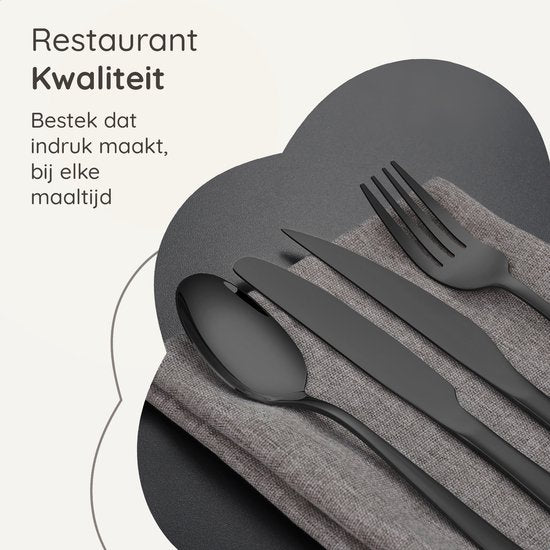 Bestekset Essential - 12 Personen / Zwart 18.0 Edelstaal