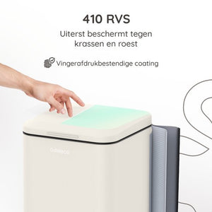Deleca Prullenbak Prestige 30 Liter - Met Voetpedaal en Slow Close - Vuilnisbak / Afvalemmer / Pedaalemmer - RVS Mat Crème Wit