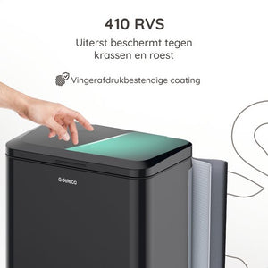 Deleca Prullenbak Prestige - 50 Liter - Breed - RVS Vuilnisbak / Afvalemmer / Pedaalemmer - Met Voetpedaal en Slow Close - Mat Zwart