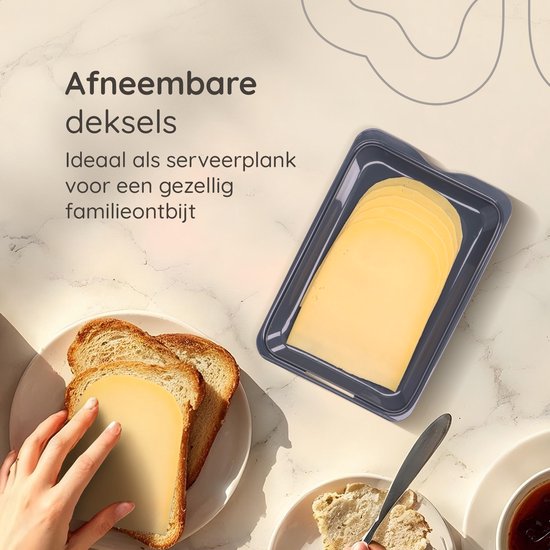 Deleca 4x Vleeswarendoos set voor koelkast - Stapelbaar - Vleeswarenbakjes / Kaasdoos Bewaardoos - Vershoudbakjes / Vershouddoos met Deksel - Incl. Krijtbordstickers om te labelen