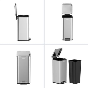 Deleca Prullenbak Prestige 30 Liter - Met Voetpedaal en Slow Close - Vuilnisbak / Afvalemmer / Pedaalemmer - RVS Mat Zilver