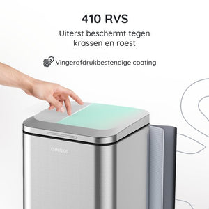 Deleca Prullenbak Prestige 30 Liter - Met Voetpedaal en Slow Close - Vuilnisbak / Afvalemmer / Pedaalemmer - RVS Mat Zilver