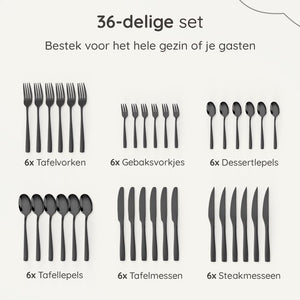 Bestekset Essential - 6 Personen / RVS Zwart