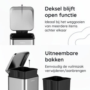 Deleca Prullenbak Prestige 30 Liter - Met Voetpedaal en Slow Close - Vuilnisbak / Afvalemmer / Pedaalemmer - RVS Mat Zilver